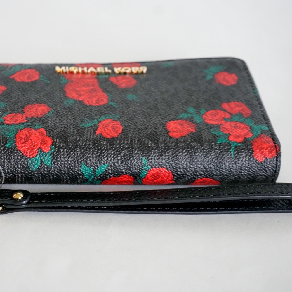 Michael Kors Jet Set LG Phone Wristlet Black Red - Picture 5 of 7